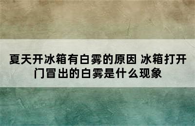 夏天开冰箱有白雾的原因 冰箱打开门冒出的白雾是什么现象